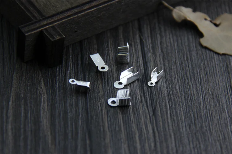 5pcs/lot 100% 925 Sterling Silver Metal End Caps End Clasps For Leather Cord Gold/Silver Crimp Bead Connectors For DIY Jewelry