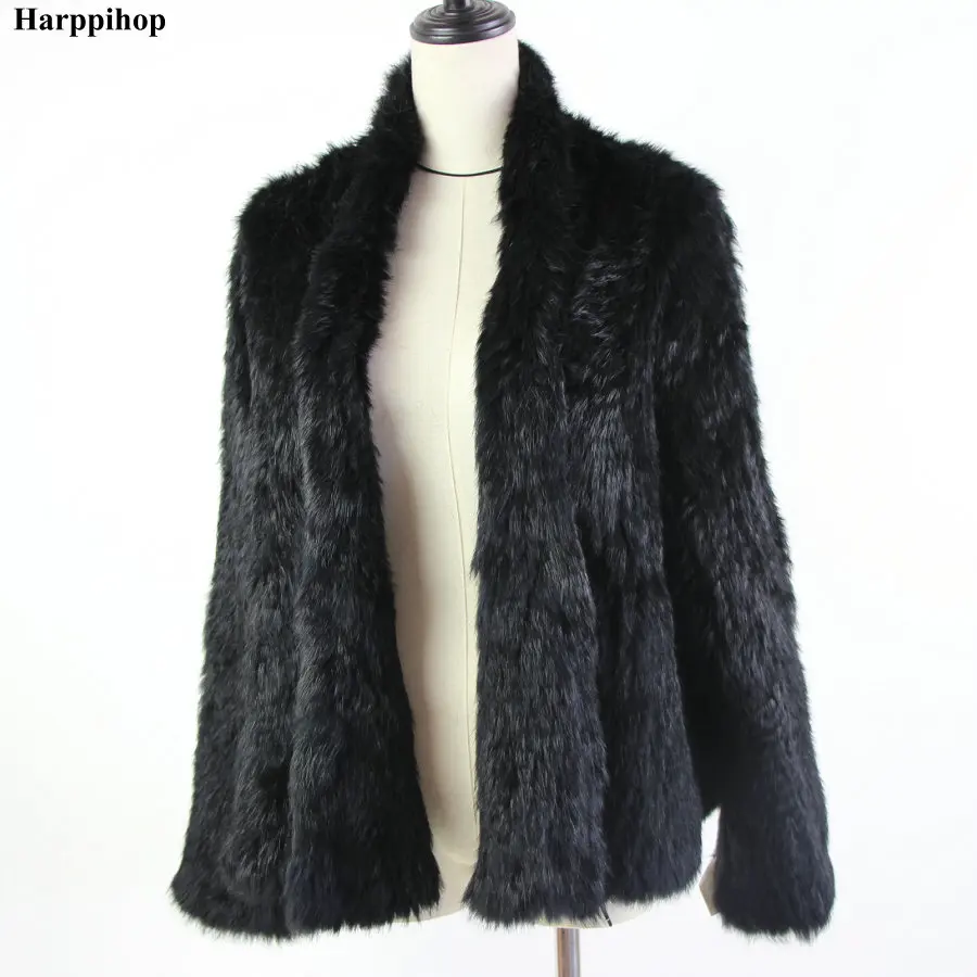 2021 heißer verkauf gestrickte kaninchen pelz jacke popuplar mode pelz jacke winter pelzmantel für frauen * harppihop