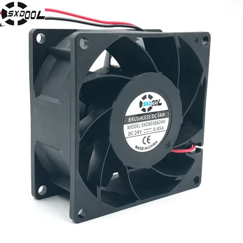 Ventilador 8038 24v DC 80mm, ventilador de refrigeración de doble rodamiento de bolas 0.45A, flujo de aire CFM de alta velocidad, 80x80x38mm, para refrigerador de caja de inversor de servidor