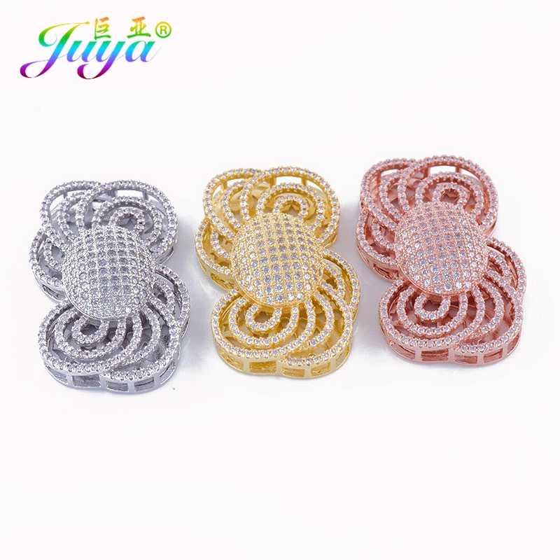 

Micro Pave Zircon Hollow Flower Connectors Accessories For Women Pearls Necklace Bracelets DIY Making