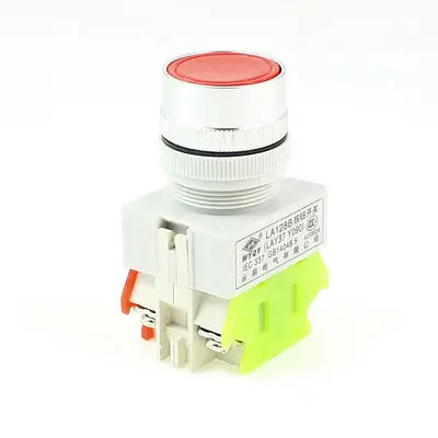 AC 660V 10A 4-Terminal Momentary Red Flat Push Button Switch