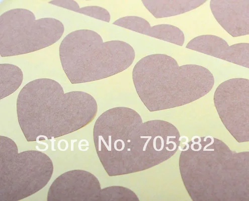 100pcs/lot Blank Peach Heart Kraft Gift Seal Sticker for handmade products Packing Stickers(ss-10)