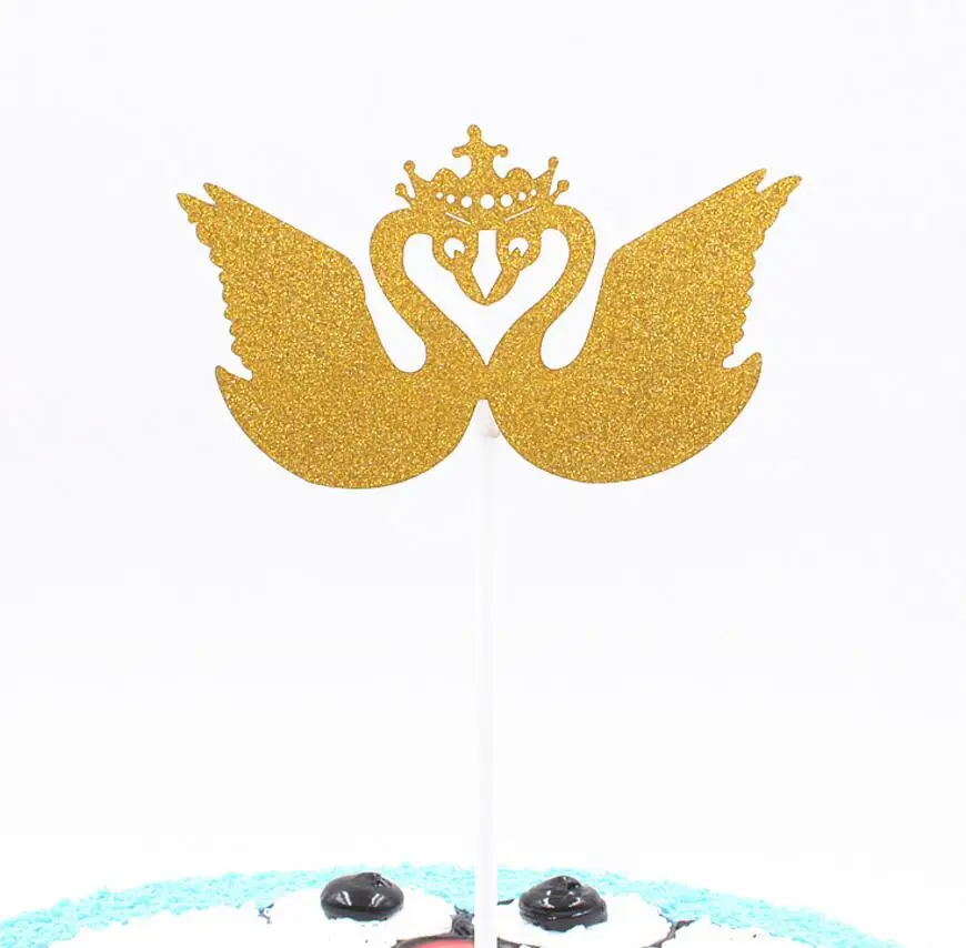 

50pcs Crown Swan Cupcake Cake Toppers Flag For Wedding Party Aniversary Birthday Baby Shower Decorations Supplies