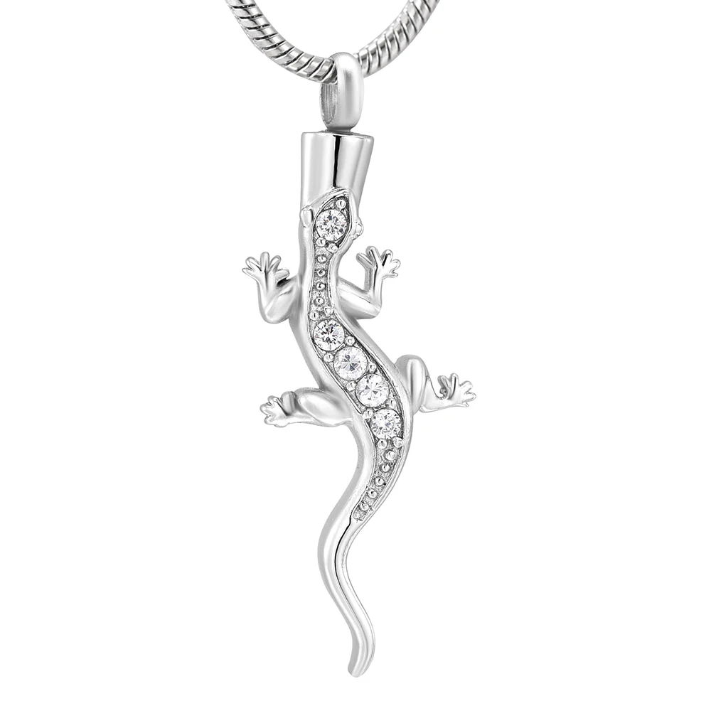 Crystal Wall Lizard Cremation Pendant Jewelry Memoial Urn Necklace for Ashes Stainless Steel Keepaske Jewelry