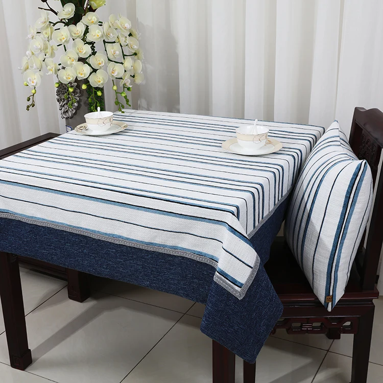 

Striped Patchwork Table Cloth Cotton Linen Dining Table Protective Pads High End Tea Table Cloth Fashion Simple Table Cover