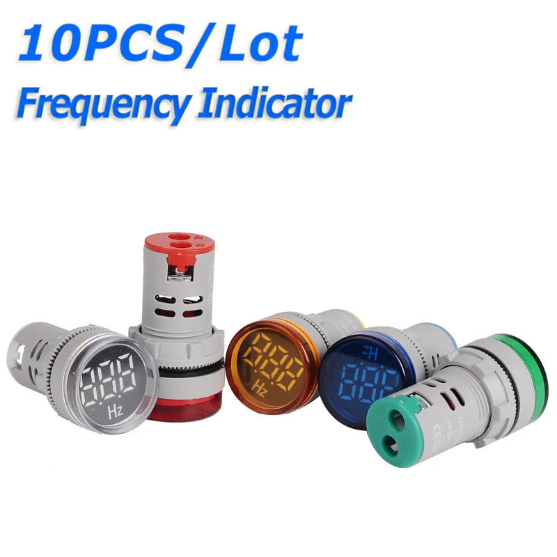 

10PCS/Lot 22mm LED Digital Display Electricity Hertz Frequency Meter Indicator Signal Lights Combo Measuring Rang AC 20-75Hz