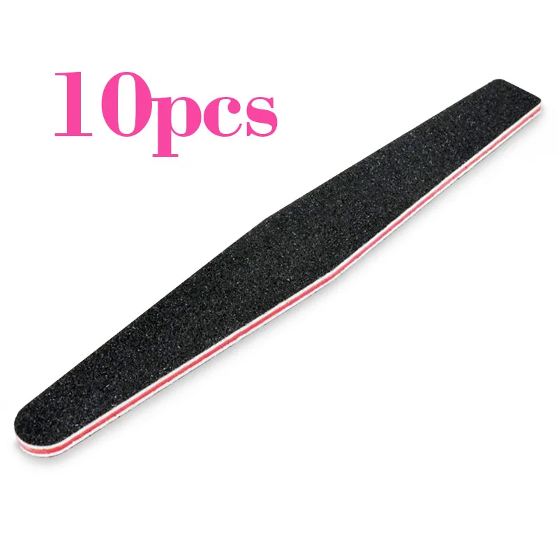 Kimcci 10pcs Professional Black Curved Double Sides Nail Files Buffer Slim Diamond Grit Sandpaper Manicure Tool