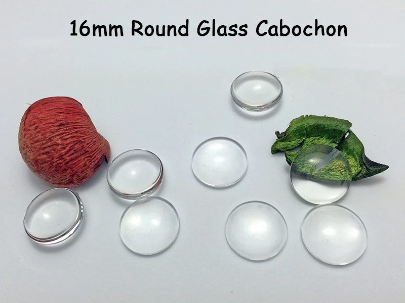 

100pcs 16mm Round Flat Back Glass Cabochon Domed Transparent Clear Cameo Cover Cabs for Decoration Pendant Necklace DIY Jewelry