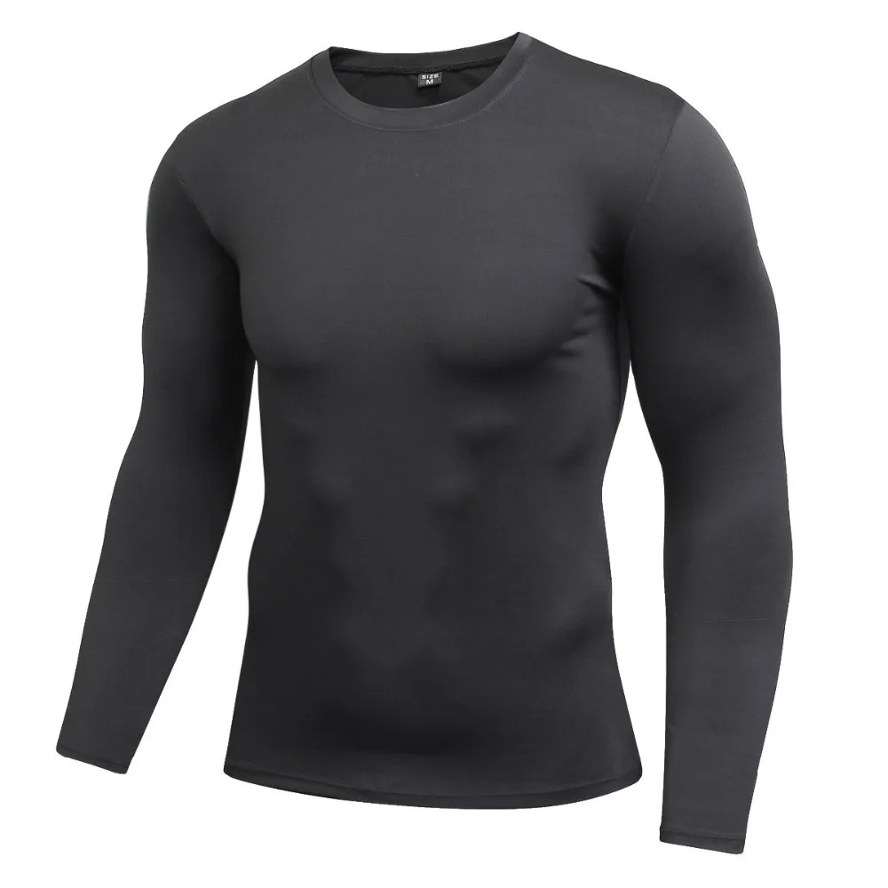 Outdoor Mens Quick Dry Fitness Compressione A Manica Lunga Baselayer Camicia Della Parte Superiore Del Corpo Sotto La Camicia Sport Stretti Usura di