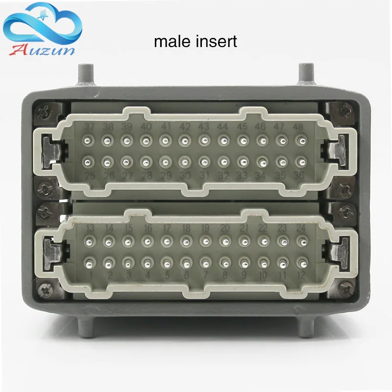 HDC-HE-048 Rectangular heavy duty connector  48 pins  aviation plug interface top line and side line 16A 500V double set screw