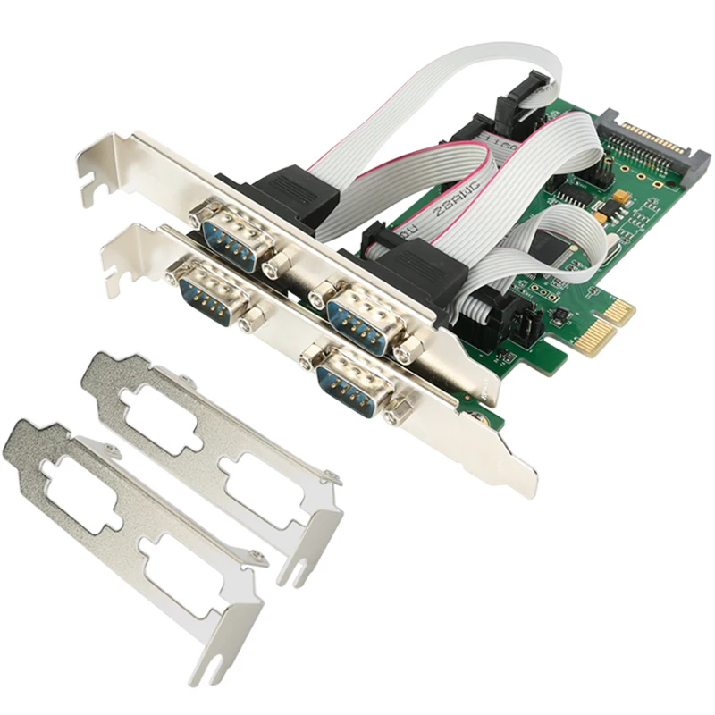 

Industrial Grade PCI express 4 ports Serial card PCI-e Multi RS232 DB9 COM 5VDC 12DV SATA external power supply WCH384L