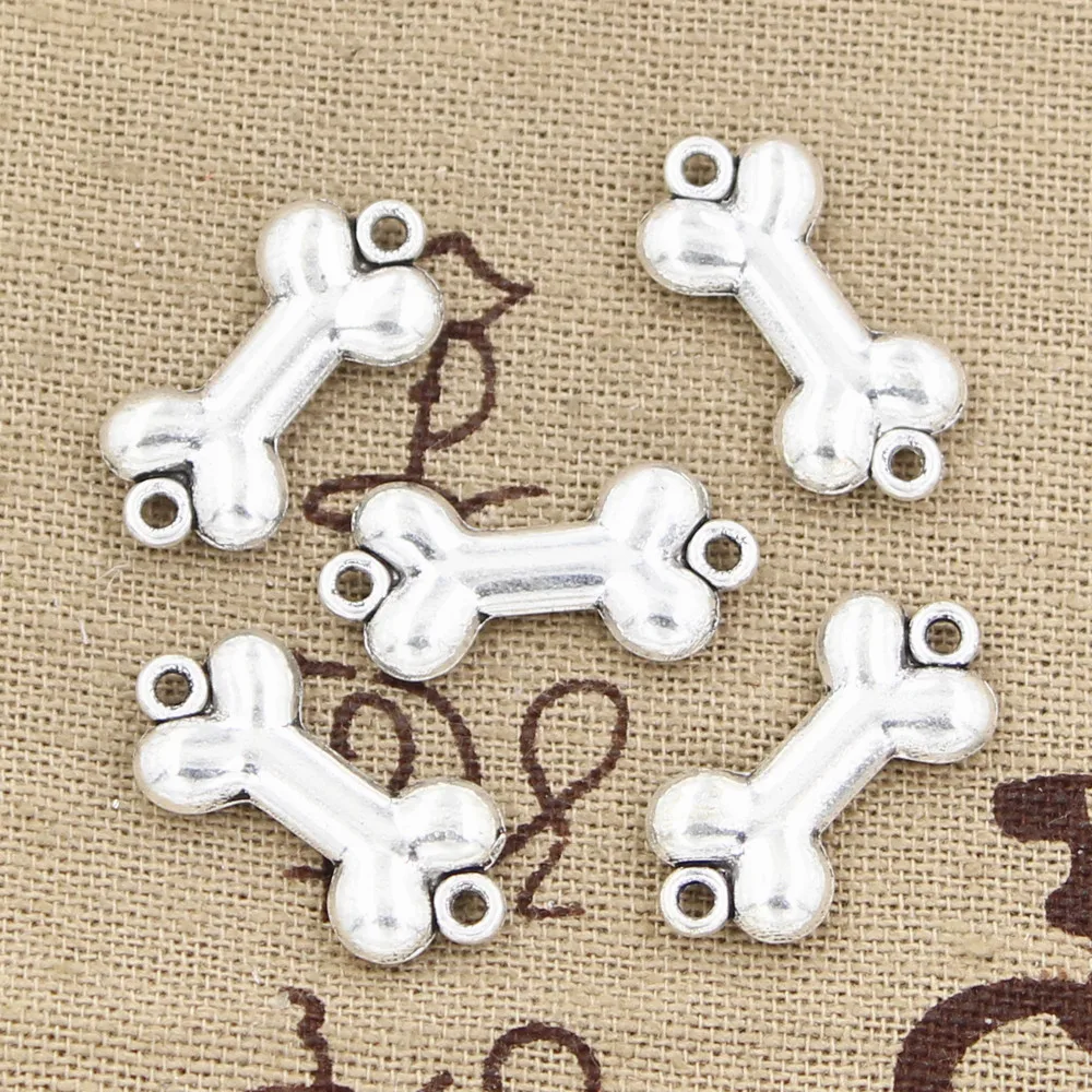 20pcs Charms Dog Bone Connector 22x10mm Handmade Craft Pendant Making fit,Vintage Tibetan Bronze Silver color,DIY For Necklace