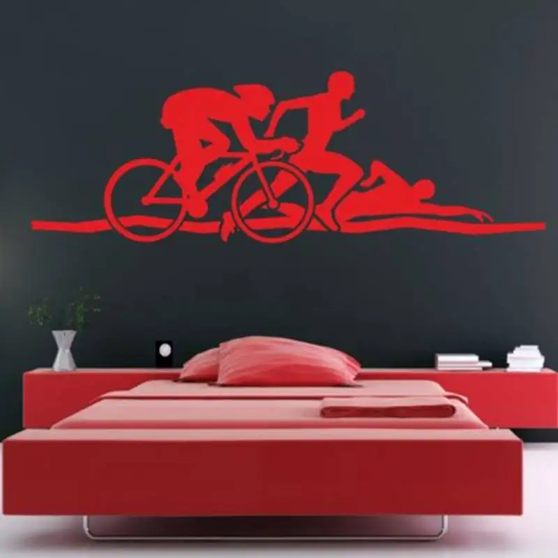 Triathlon Wall Sticker Vinyl Wall Decals Pegatina Decor Mural Home Decoration Sticker Triathlon Car Decal