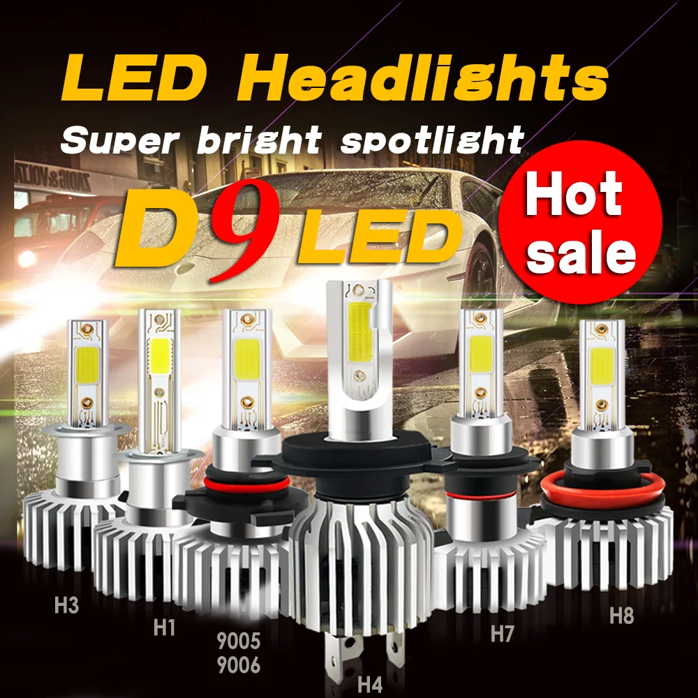 2Pcs High Canbus LED Turbo Car Headlight Bulb COB h4 h7 H11/H8/H9 9005/HB3 9006/HB4 Hir2 13000LM 6000K 12V 24V Auto Voiture