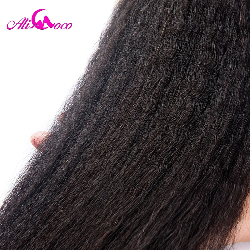 Ali Coco Peruvian Kinky Straight Hair Bundles 1/3/4 Bundles 8-28 Inch Human Hair Extensions No Remy Hair