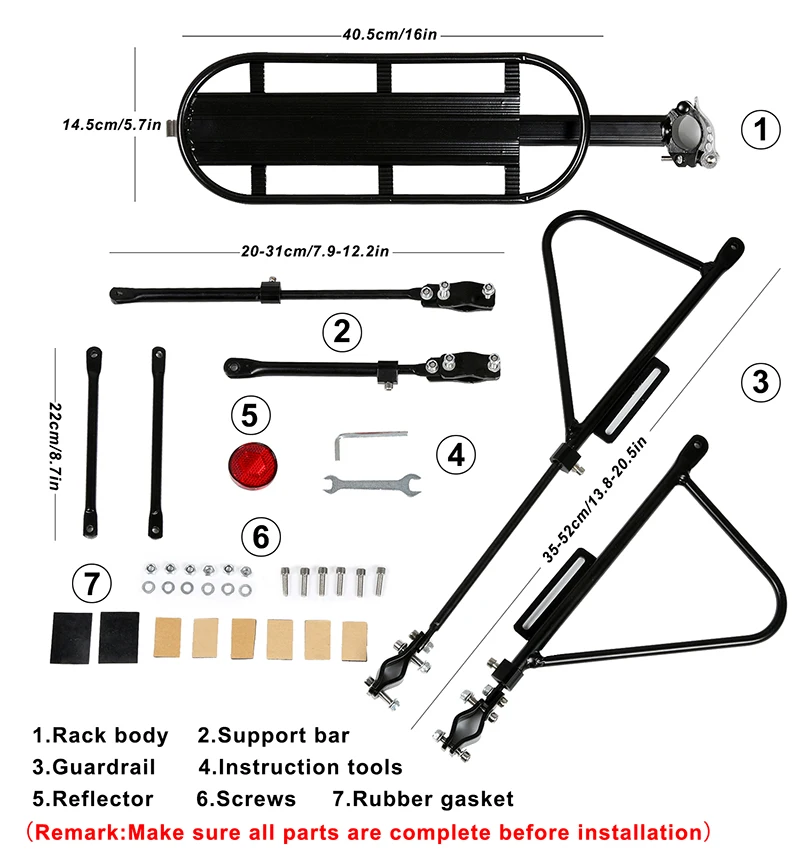 WEST BIKING Bicycle Luggage Carrier Cargo 140kg Max Post Cycling Aluminum Alloy Seatpost Bag Holder Stand Pannier Bike Rear Rack