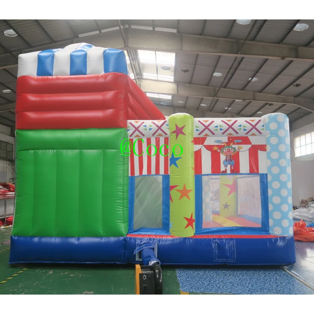 commercial clown bounce house inflatable air jumping bouncy castle with slide jumper combo