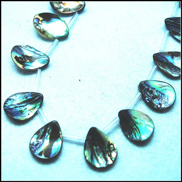 10PCS Natural  Abalone Shell Beads Saltwater Shell Teardrops For New Necklace Designs Size 15X20MM Top Drilled Shape