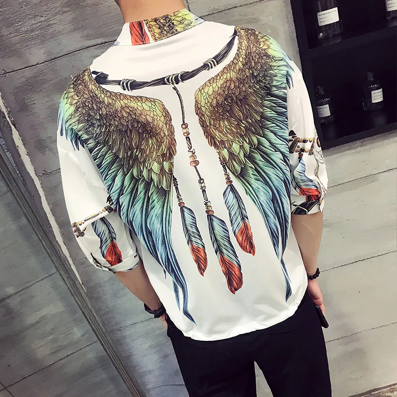 Supzoom 2022 New Arrival Top Fashion Summer Thin Male Sleeve Printing Leisure Three Quarter Mandarin Collar Casual Men Shirts