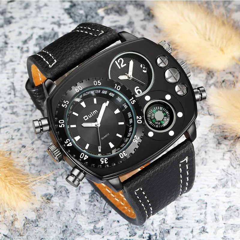 Oulm HP9865 Luxury Brand Casual Wristwatch Square Dial Wide Strap Men\'s Sport Quartz Watch Male Clock Super Big Men Watches