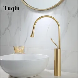 New Basin Faucet Single Lever 360 Rotation Spout Moder Brass Mixer Tap For Kitchen Or Bathroom Basin Water Sink Mixer gold brush