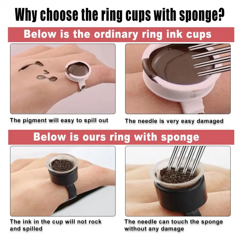 100/50/20 قطعة أكواب الوشم الدائري القابل للتصرف مع حامل الصباغ Microblading الإسفنج لملحقات كوب حبر الوشم تجميل دائم #5