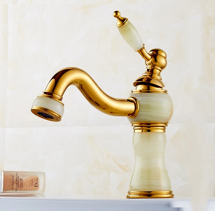 Luxury Beauty European copper faucet marble stone vintage gold Undermount basin faucet M1014