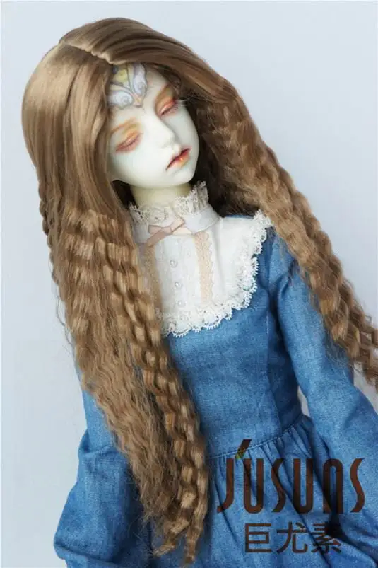 Free Shipping Popular Soft JD118 1/3 SD BJD Synthetic Mohair Wigs  Size 8-9inch Wholesale Long Corn Curly Doll Hair