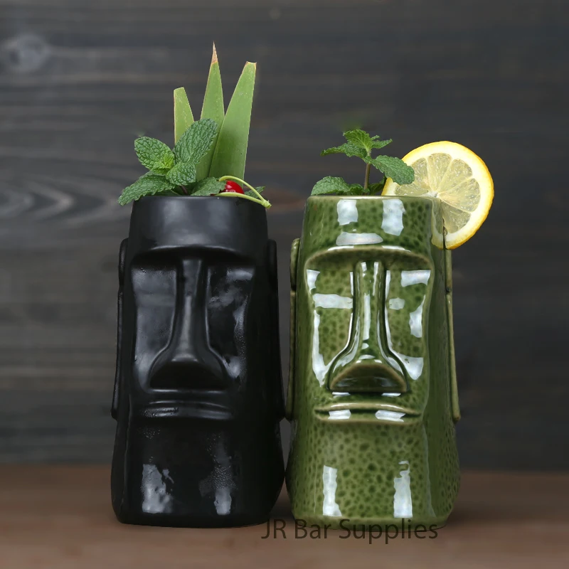 1 PCS 650ml Easter Island  Hawaii Tiki Mugs Cocktail Cup Beer Beverage Mug Wine Mug