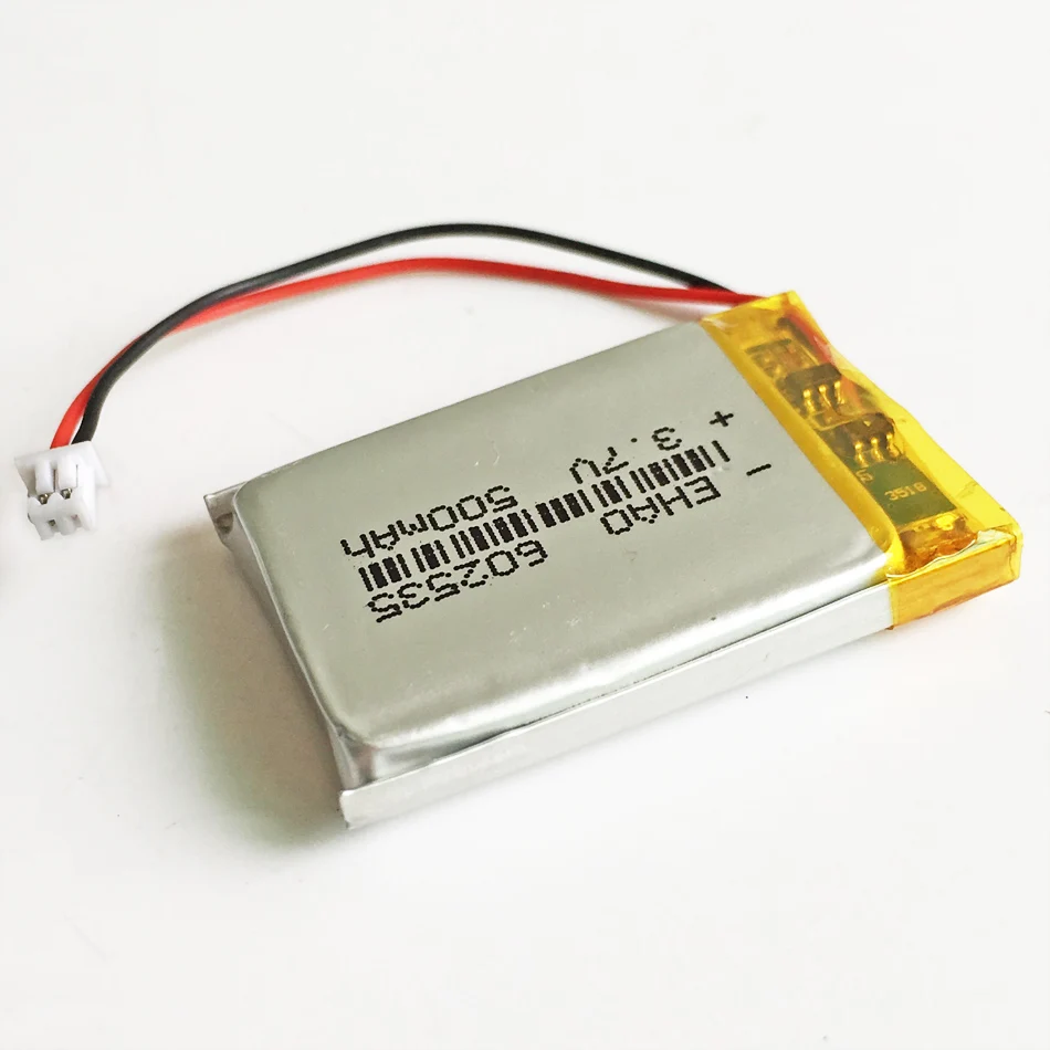 3.7V 500mAh Lithium Polymer LiPo Rechargeable Battery 602535 +JST 1.25mm 2pin Connector For Mp3 GPS Bluetooth Camera Smart Watch