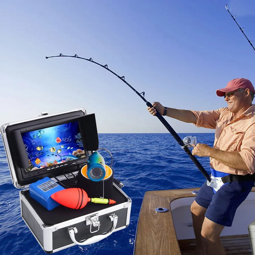 

15M Cable Underwater Fishing Video Camera Fish Finder 1000TVL 7"Color Sea Fishing Monitor Built-in DVR