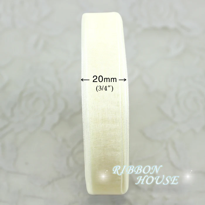 (50 yards/roll) 3/4'' (20mm) Ivory organza ribbon gift wrapping decoration Christmas ribbons