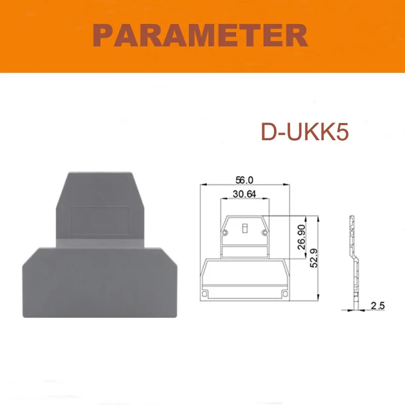 50 Stück D-UKK5 Doppelklemmenblock-Endplatte DIN-Schiene Schraube Bornier UKK5 Zubehör Dichtung Schallwand Separator Verschlussplatte – Detail 1