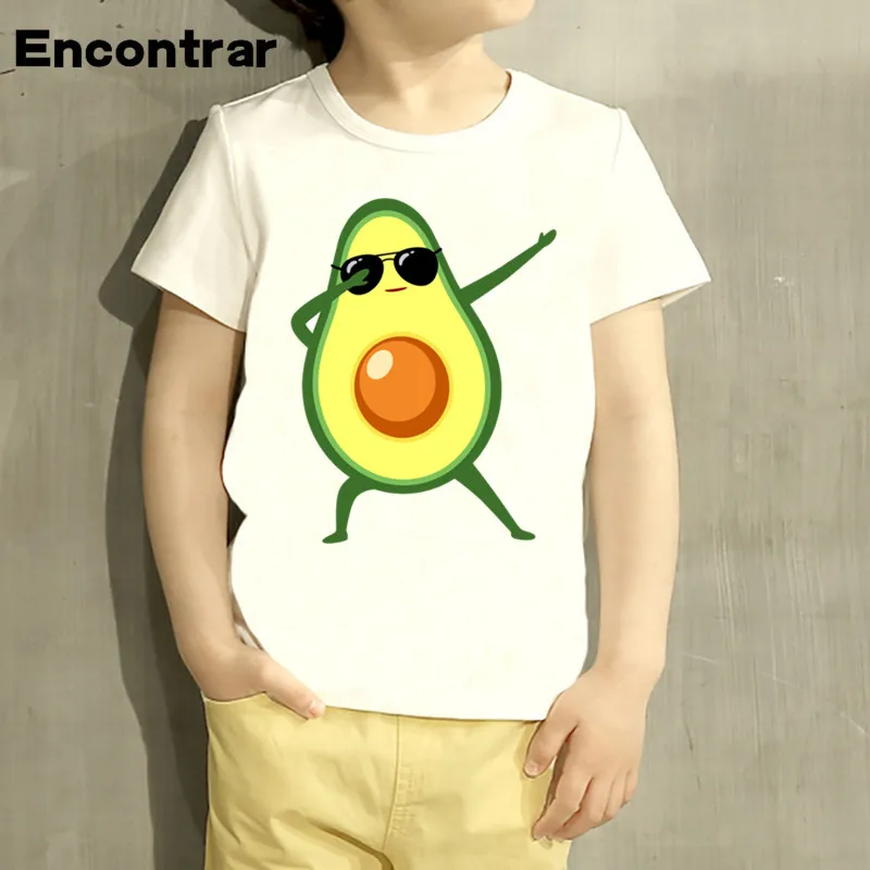 Dabbing Avocado With Sunglasses  Design T Shirt Boys/Girls Casual Short Sleeve Tops Children's Funny T-Shirt,HKP5108