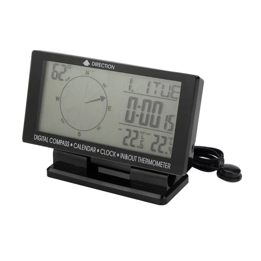 CD60 backlight large screen car dual thermometer, car compass, calendar, clock multi-function five-in-one