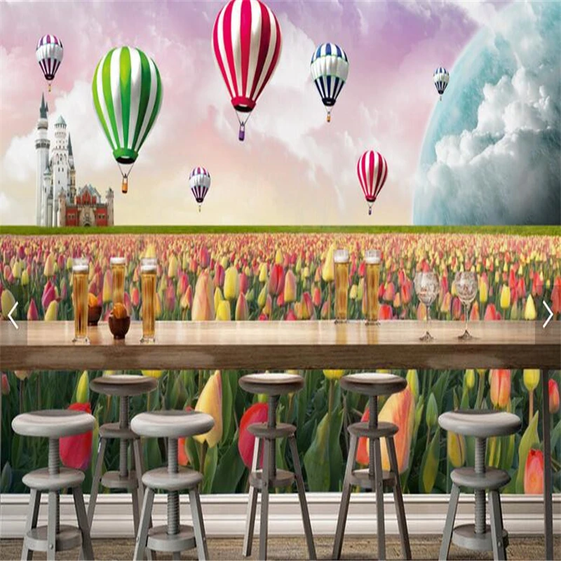 

beibehang wallpaper for wallsBeautiful flower tulip TV background wall murales de pared 3d paisajes