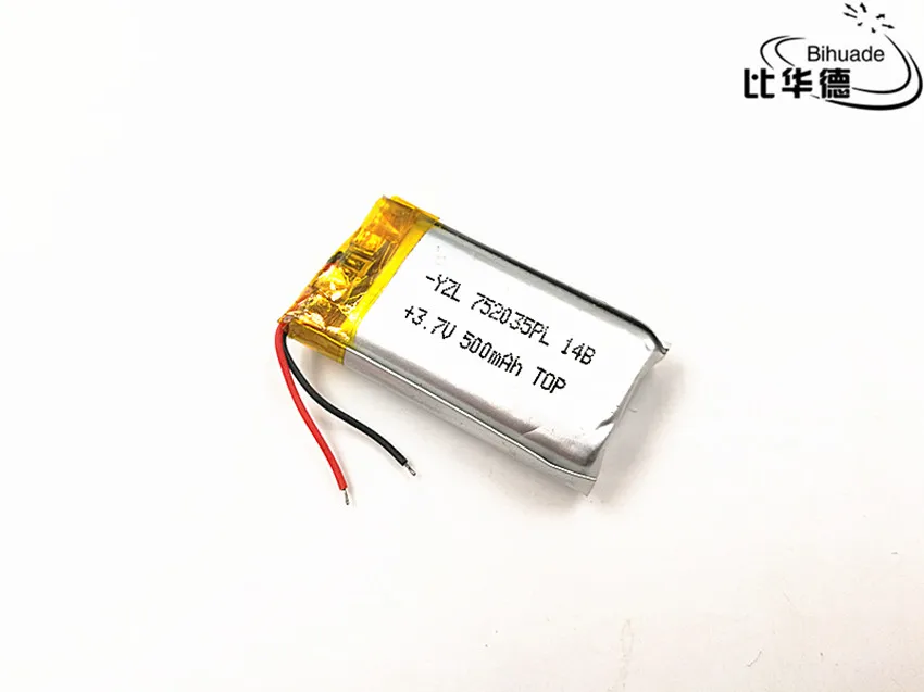 li-po Polymer 500 mah 3.7 V 702035 752035 smart home Li-ion battery for dvr GPS mp3 mp4