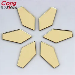 Cong Shao 14*28mm 20pcs di Alta Qualità di caffè specchio Hot fix Acrilico strass flatback Pietra di cristallo per FAI DA TE Costume trim ZZ3000