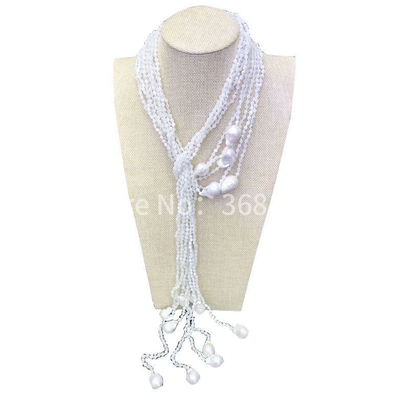 

2018 new white moonlight pearl long necklace necklace chain women fashion simple personality sweater chain trend