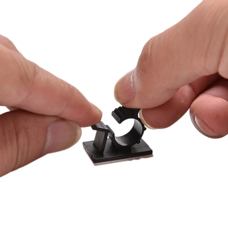 10Pcs Diameter 13-16mm Cable Clips Self-Adhesive Cord Management Black Wire Holder Organizer Clamp Plastic Line Cable Clips