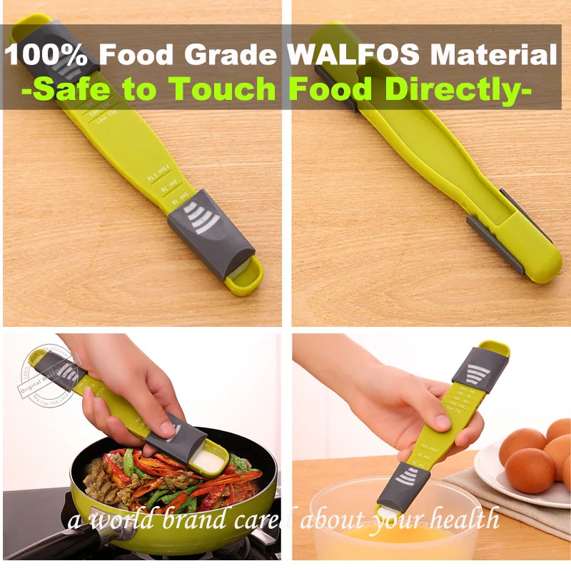 WALFOS Measure Cup Double End Eight Stalls Adjustable Scale Measuring Spoons Metering Spoon Baking Tool Kitchen Accessories