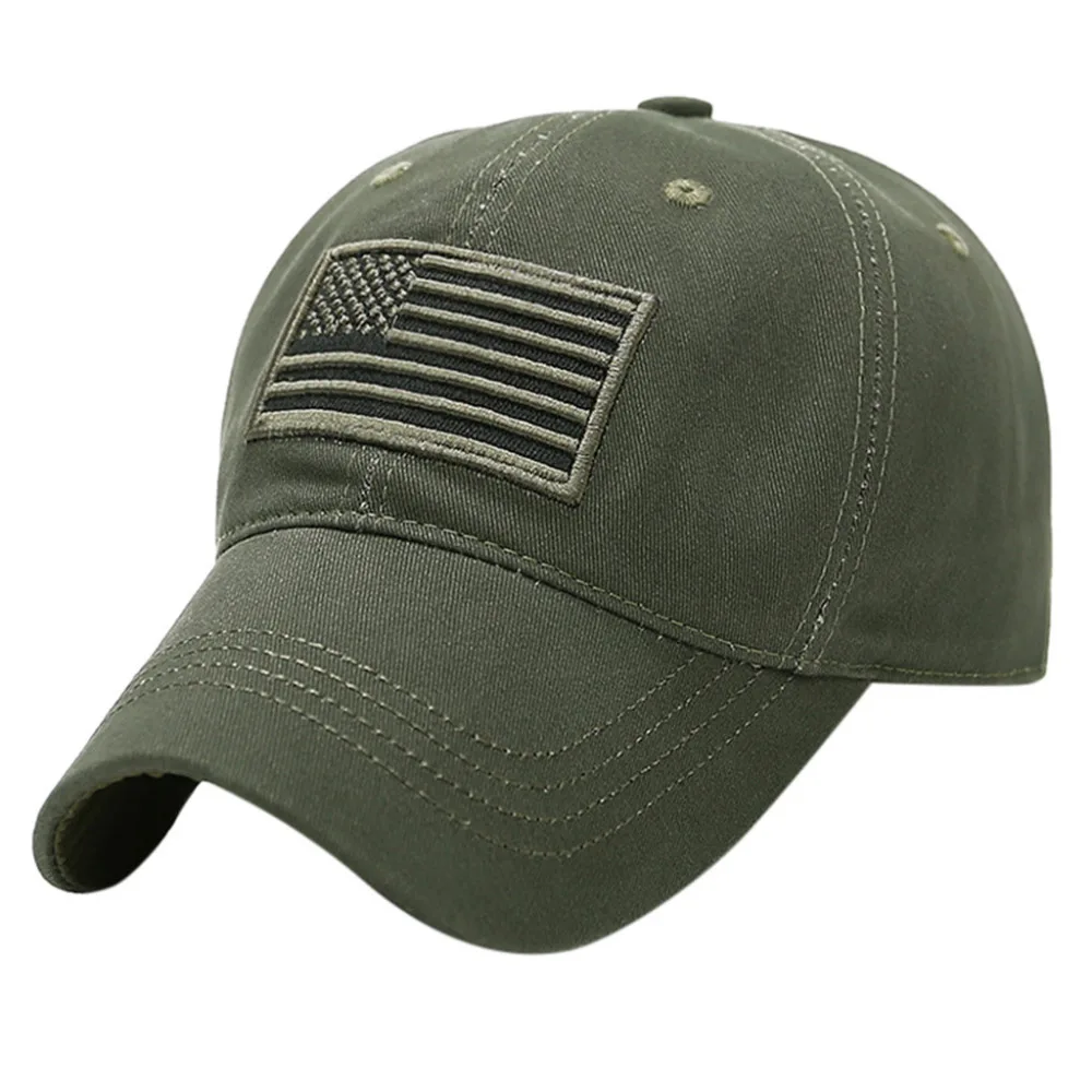 Baseball Cap Summer Mountaineering Army Green Baseball Cap Pattern American Flag Patch Cap Unisex Truck Driver Hat czapka