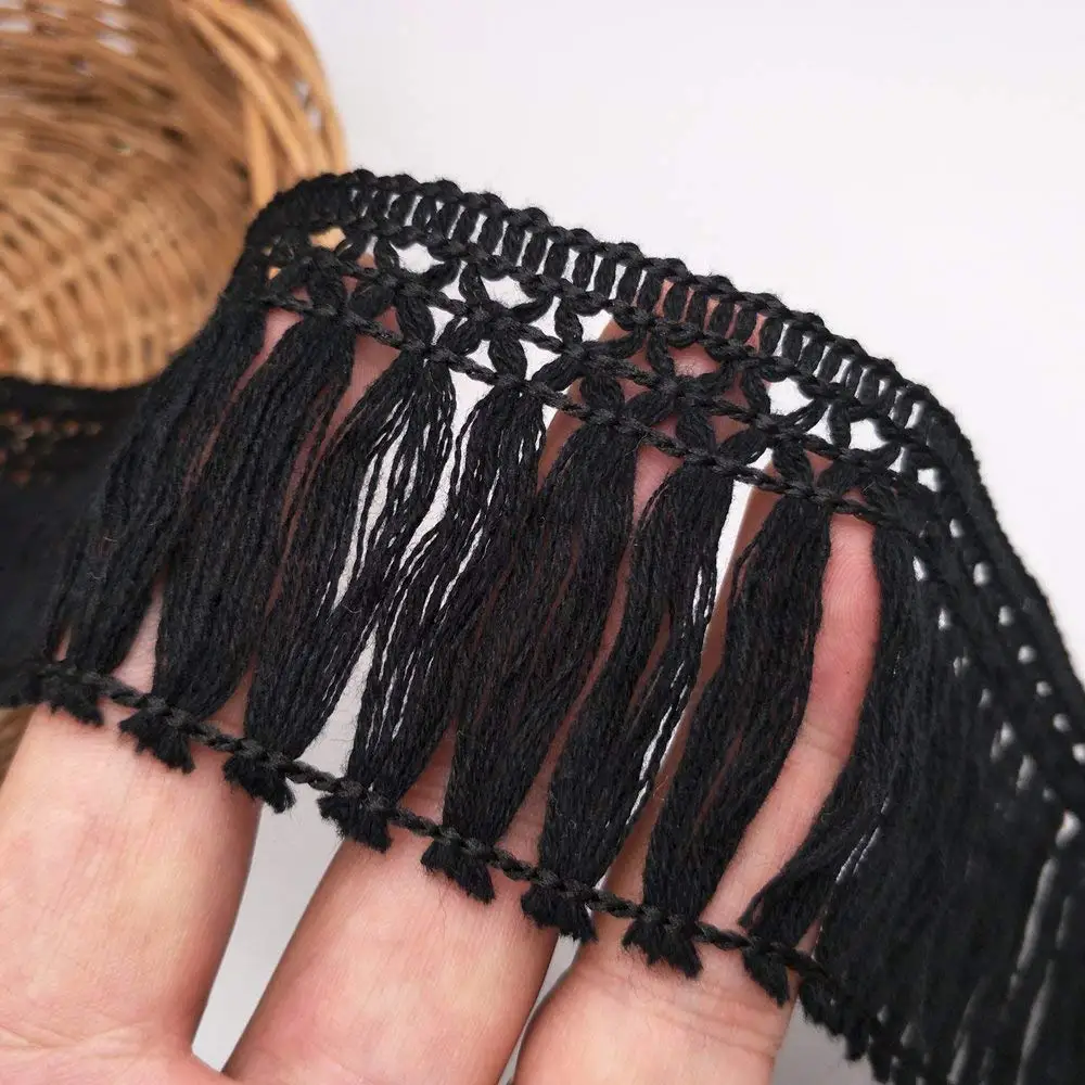 2Yards 6cm Wide Cotton Tassel Fringe cotton lace Trim Ribbon lace fabric Sewing Latin Dress Stage Garment Curtain 5BB5467