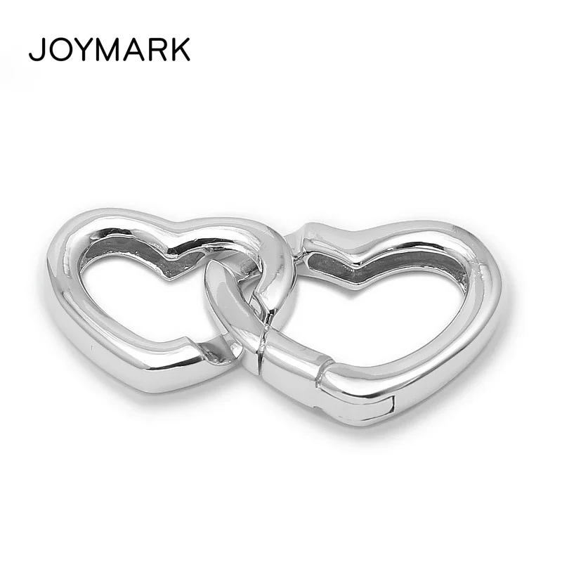 17mmx31.3mm Double Heart 925 Sterling Silver Spring Clasps Connectors For DIY Pearl Jewelry Making SC-CZ105