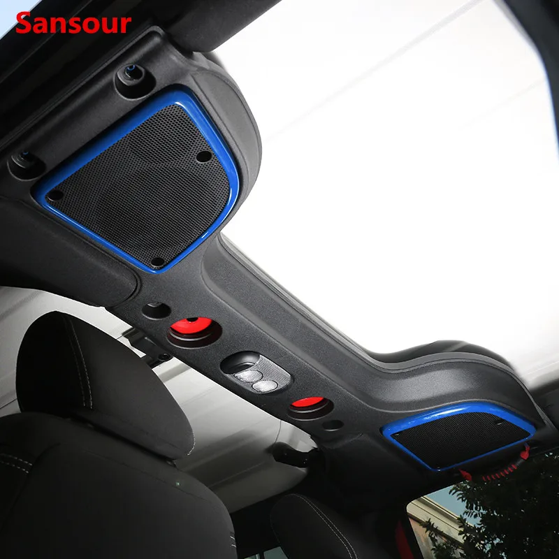 ABS Interior Accessories Roof Audio Speaker Ring Cover Decoration Stickers For Jeep Wrangler TJ 1997-2006 Car Styling Sansour