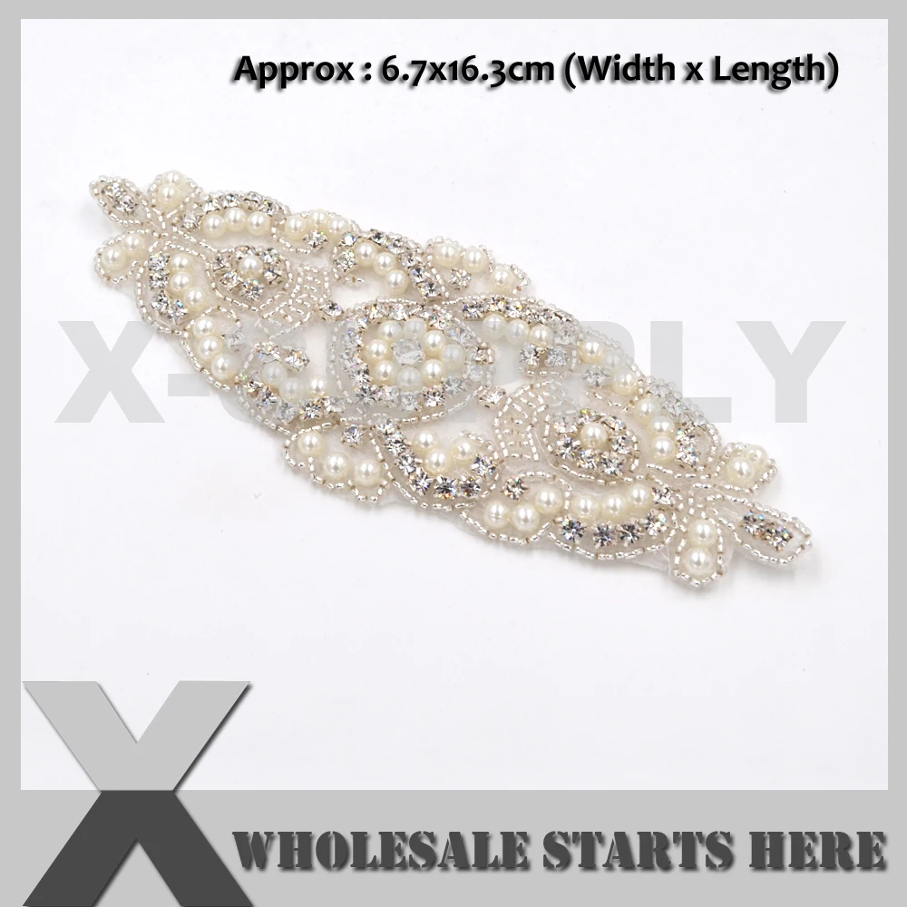 

6,5x16 см железные аппликации со стразами для свадебного платья, повязки на голову, X1-RAT2367