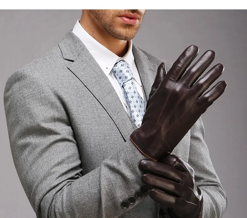chinese dress ladies Ariston Mens Solid Navy Blue Touch Screen Genuine Leather Gloves – The Suit  Depot main image 1