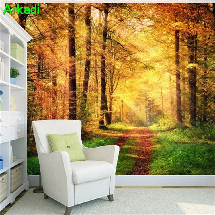 Modern 3D Nature Landscape Photo Wall Painting Wallpaper Sunshine Wood Art Deco Sticker Mural Custom Size