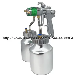 Newest HVLP Polyurethane spray gun 1.3mm Pressure Feed Spray Gun, Nano Chrome Paint Sprayer, Dual Head Pneumatic tools