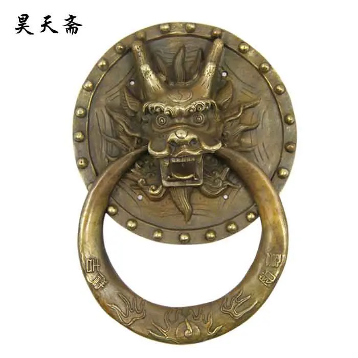 [Haotian vegetarian] bronze copper door ring HTA-048 Chinese antique copper faucet handle money